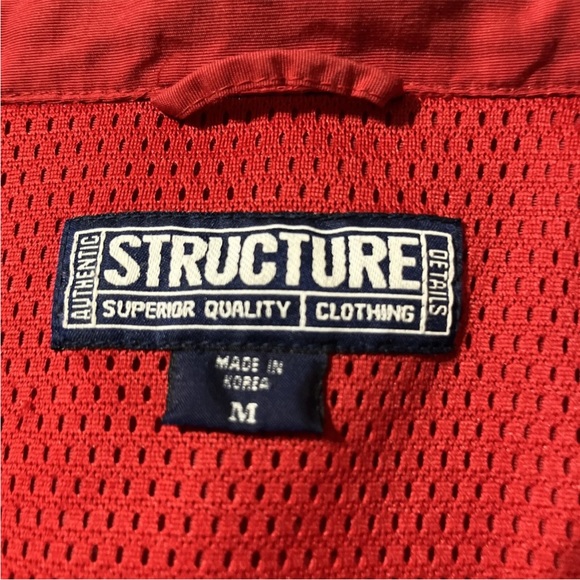 Structure Jacket Men's Medium Full Zip Nylon Windbreaker With In Collar Hood. - Picture 7 of 13